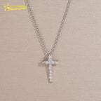 Moissanite Cross Pendant Necklace & Stud Earrings Set – 925 Sterling Silver — photo 6 of 7