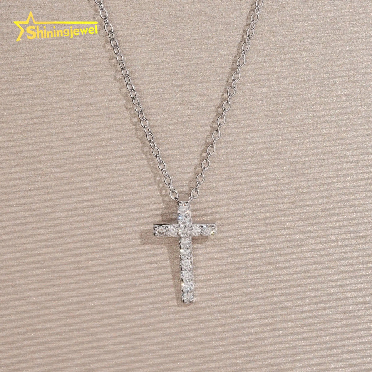 Moissanite Cross Pendant Necklace & Stud Earrings Set – 925 Sterling Silver — photo 6 of 7