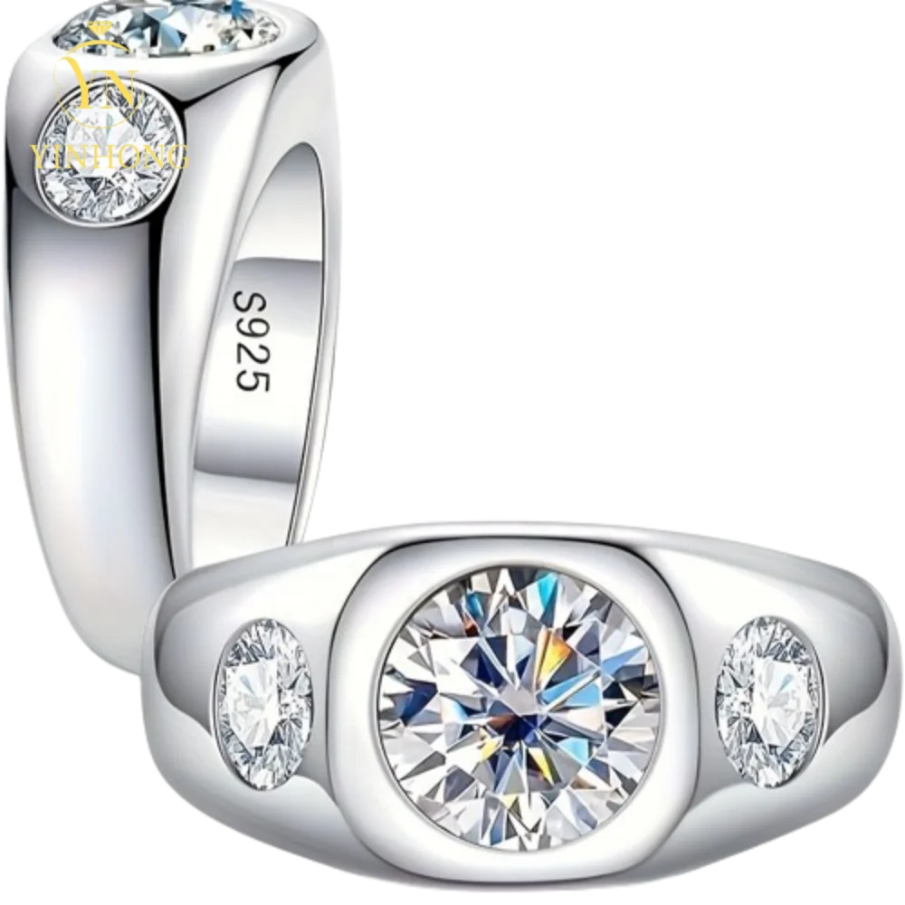 Oval Moissanite Statement Ring – 925 Sterling Silver | 18K Gold | Men's — photo 2 of 7