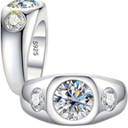 Oval Moissanite Statement Ring – 925 Sterling Silver | 18K Gold | Men's — photo 2 of 7