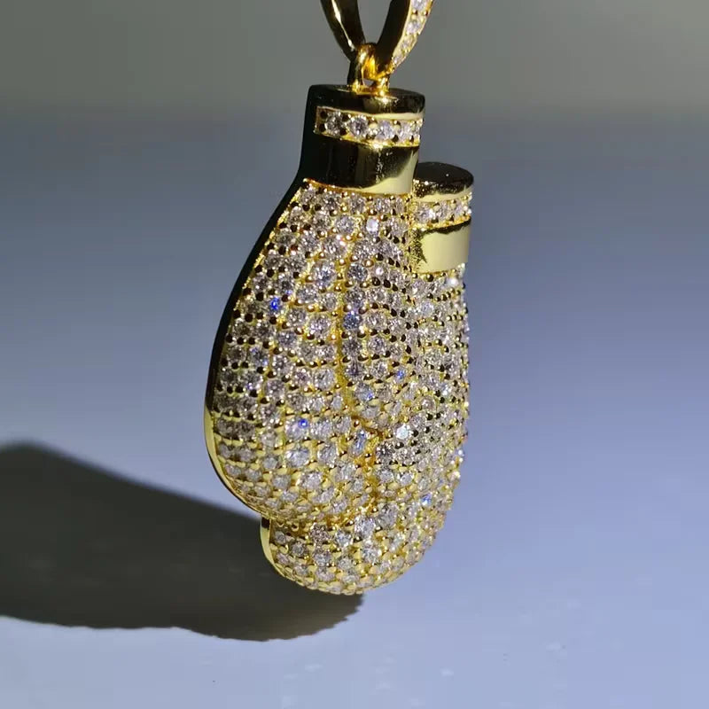 VVS Moissanite Boxing Gloves Pendant – 925 Sterling Silver | 18K Gold | GRA Certified — photo 3 of 7