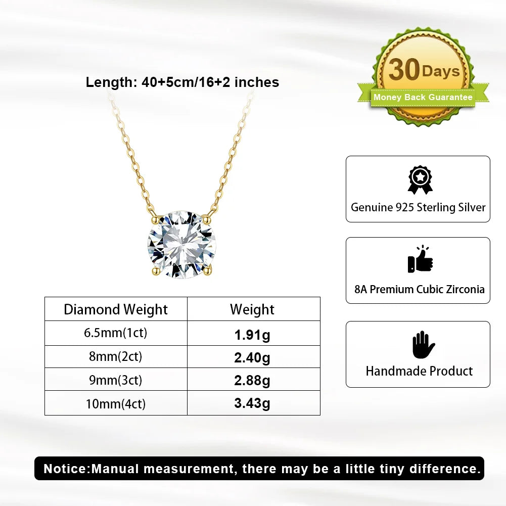 925 Silver VVS Moissanite 4-Prong Solitaire Pendant Necklace – D Color | GRA Certified — photo 2 of 10