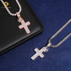 VVS Moissanite Crown Cross Pendant – 925 Sterling Silver | Silver & Rose Gold | GRA Certified — photo 4 of 8