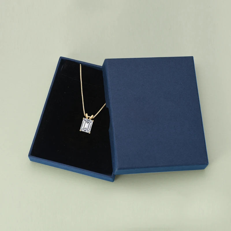 2.5ct Emerald Cut Zircon Pendant Necklace – 925 Sterling Silver | Box Chain — photo 6 of 8
