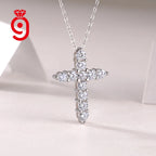 Moissanite Pavé Cross Pendant Necklace – 925 Sterling Silver | White Gold Plated — photo 4 of 7