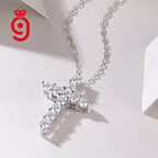 Moissanite Pavé Cross Pendant Necklace – 925 Sterling Silver | White Gold Plated — photo 3 of 7