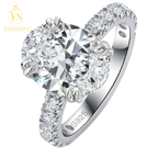 5ct Oval Moissanite Hidden Halo Ring – 925 Sterling Silver | 18K Gold — photo 1 of 7