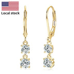 Moissanite Leverback Dangle Drop Earrings – 925 Sterling Silver | Gold & White Gold — photo 1 of 8