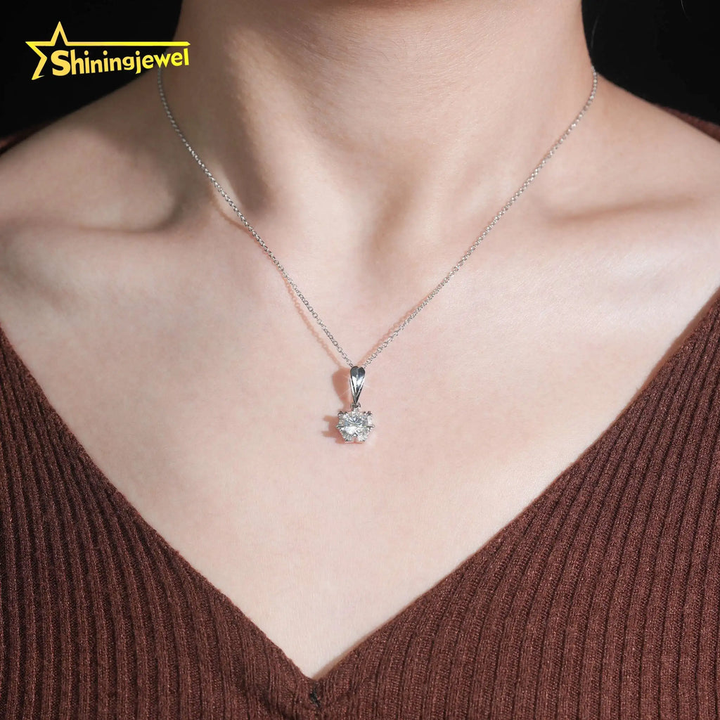 1ct Moissanite Solitaire Pendant Necklace – Six-Prong | 925 Sterling Silver — photo 6 of 7