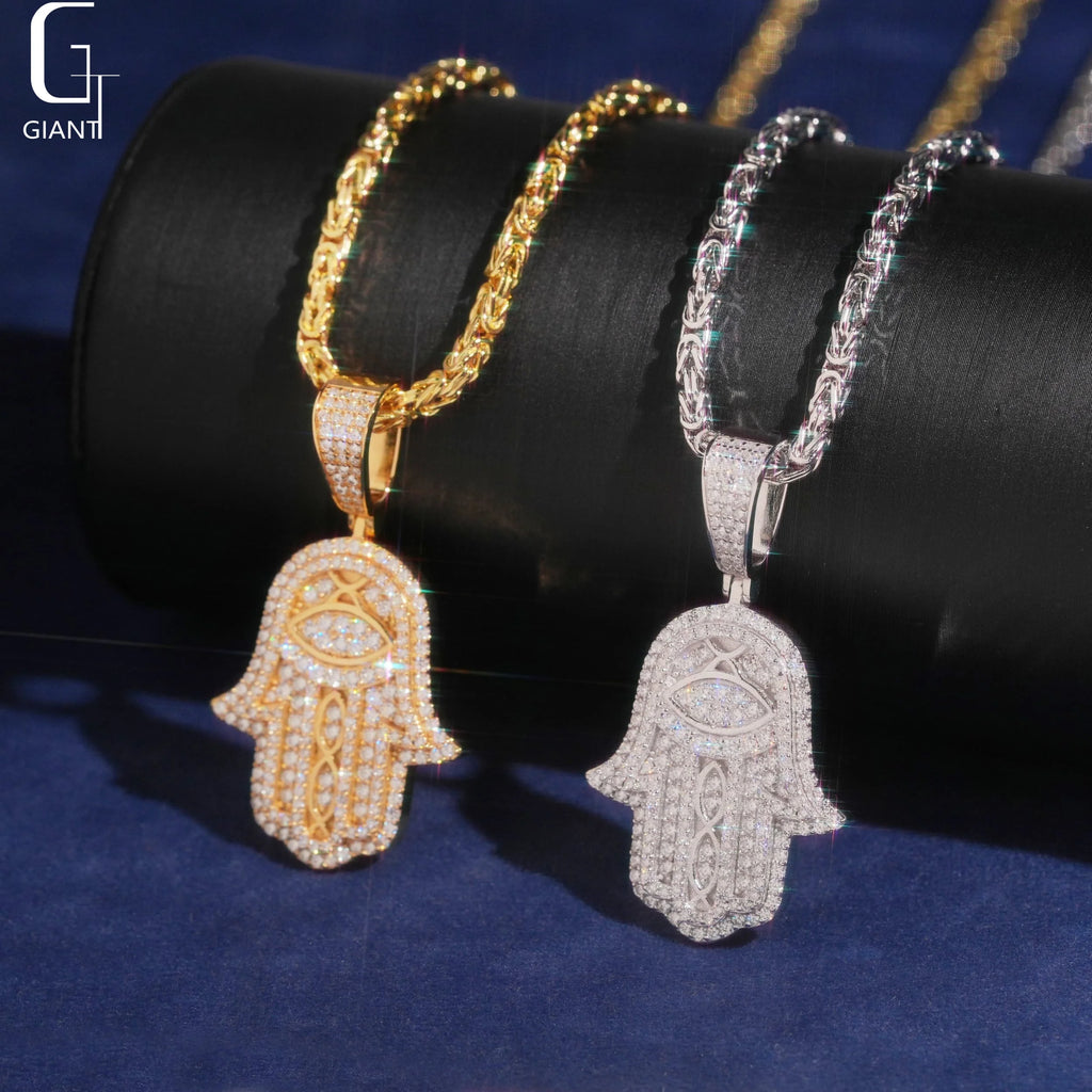 925 Silver VVS Moissanite Iced Out Hand Pendant – Baguette Cut | GRA Certified — photo 1 of 8