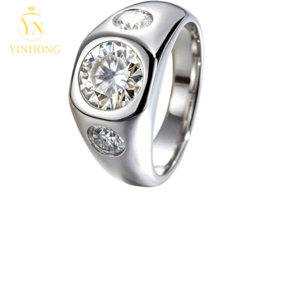 Oval Moissanite Statement Ring – 925 Sterling Silver | 18K Gold | Men's — photo 4 of 7