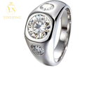 Oval Moissanite Statement Ring – 925 Sterling Silver | 18K Gold | Men's — photo 4 of 7