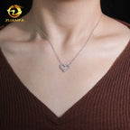 Moissanite Heart Pendant Necklace & Earrings Set – 925 Sterling Silver — photo 6 of 7