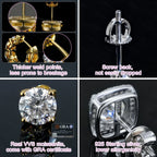 VVS Moissanite Solitaire Stud Earrings – 18K Gold Plated | 925 Sterling Silver — photo 4 of 7