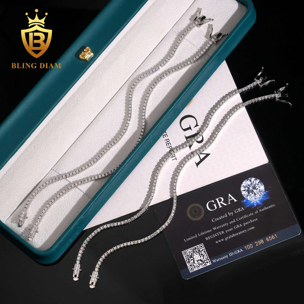 2mm VVS Moissanite Tennis Chain & Bracelet Set – 925 Sterling Silver — photo 4 of 8