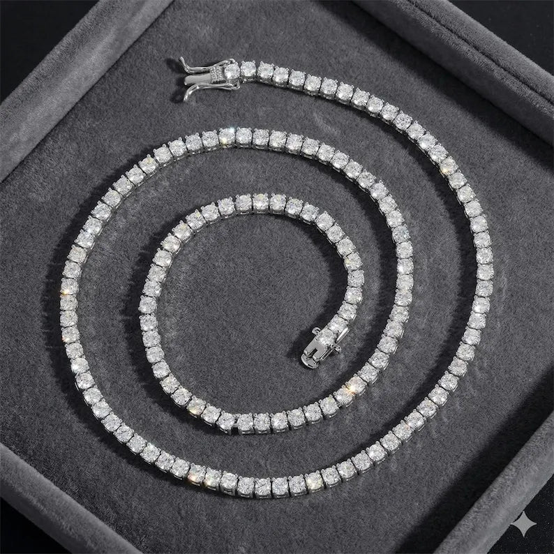 2mm Moissanite Tennis Necklace – 925 Sterling Silver | Unisex Choker Chain — photo 1 of 6