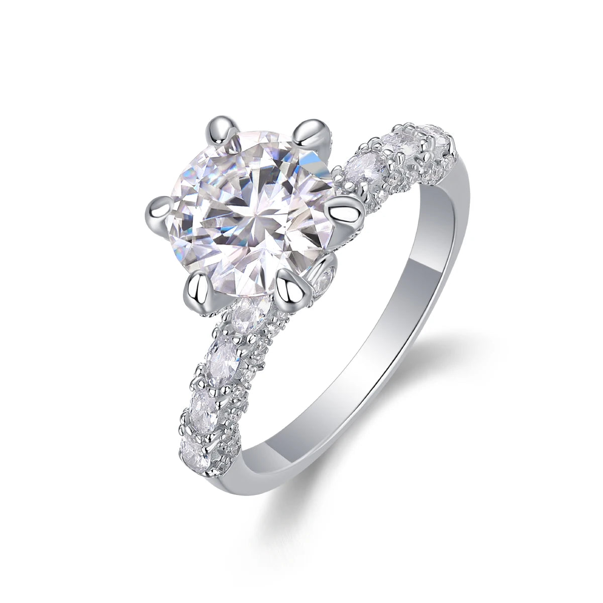 3ct Round Moissanite Engagement Ring – 925 Sterling Silver | Rhodium Plated — photo 7 of 7
