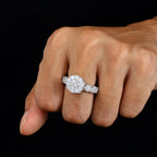 Moissanite Halo Engagement Ring – 925 Sterling Silver | White Gold Finish — photo 4 of 7