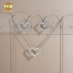Moissanite Heart Pendant Necklace & Earrings Set – 925 Sterling Silver — photo 4 of 7
