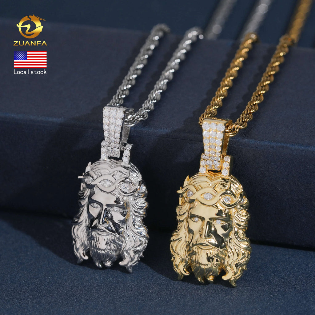 VVS Moissanite Jesus Pendant – 925 Sterling Silver | Gold & Silver Finish — photo 1 of 8