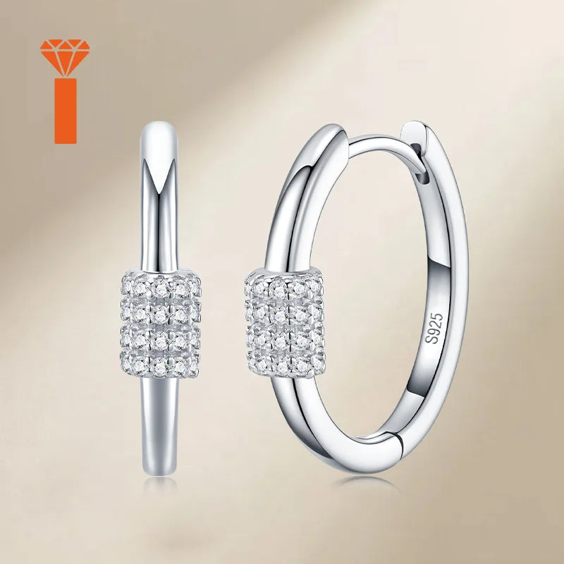 925 Sterling Silver Moissanite Cylinder Hoop Earrings – Pavé Set — photo 1 of 7