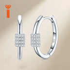 925 Sterling Silver Moissanite Cylinder Hoop Earrings – Pavé Set — photo 1 of 7