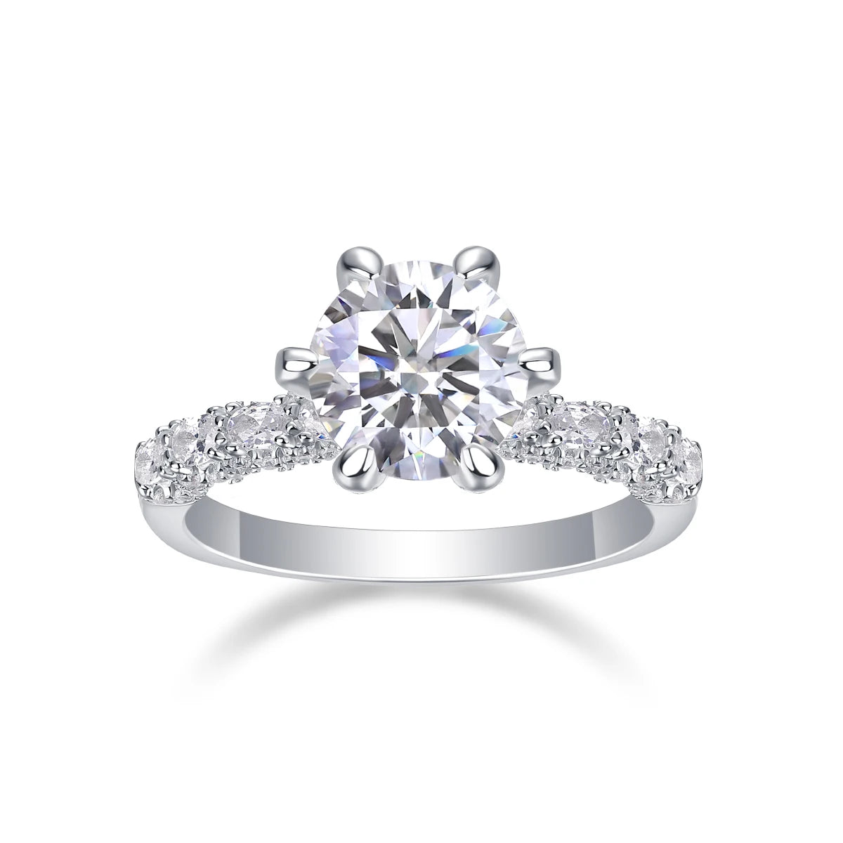 3ct Round Moissanite Engagement Ring – 925 Sterling Silver | Rhodium Plated — photo 2 of 7