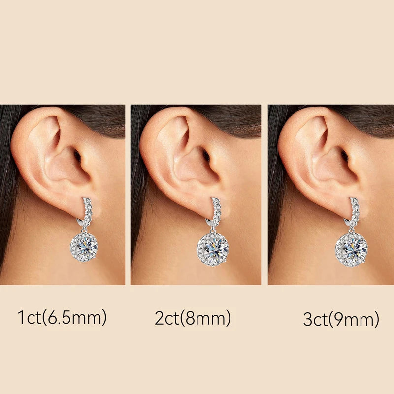 VVS Moissanite Stud Earrings – 925 Sterling Silver | 1ct, 2ct & 3ct | Women's — photo 4 of 8