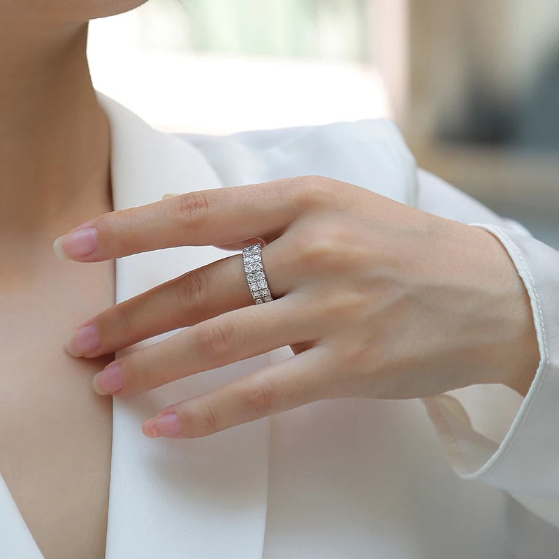 Double Halo Moissanite Engagement Ring – 925 Sterling Silver | Rhodium Finish — photo 5 of 7