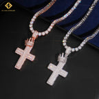 VVS Moissanite Crown Cross Pendant – 925 Sterling Silver | Silver & Rose Gold | GRA Certified — photo 6 of 8