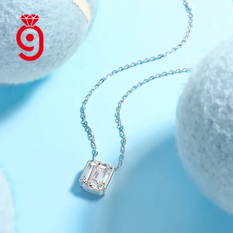 5ct Emerald Cut Moissanite Pendant Necklace – 925 Sterling Silver — photo 2 of 7