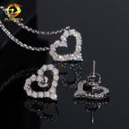 Moissanite Heart Pendant Necklace & Earrings Set – 925 Sterling Silver — photo 2 of 7