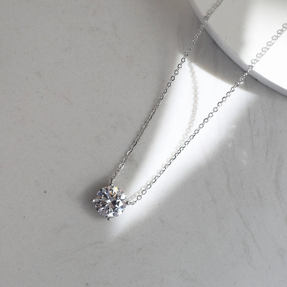 925 Silver VVS Moissanite 4-Prong Solitaire Pendant Necklace – D Color | GRA Certified — photo 5 of 10