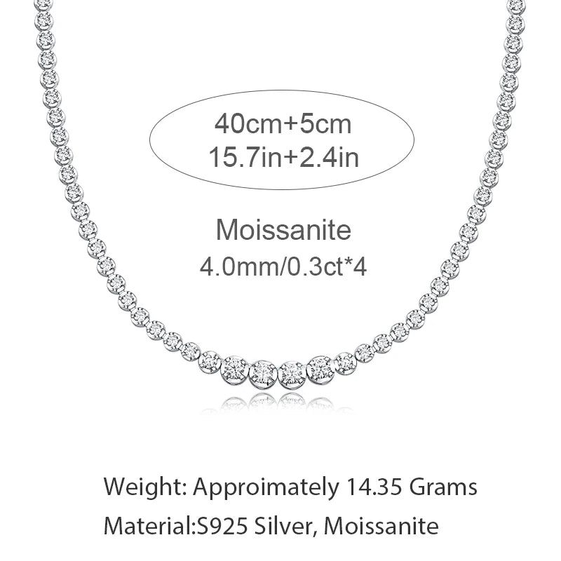 VVS Moissanite Graduated Tennis Chain Necklace – 925 Sterling Silver | GRA Certified — photo 5 of 7