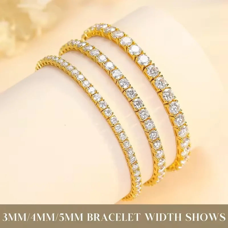 VVS Moissanite Tennis Bracelet – 925 Sterling Silver | 3mm, 4mm & 5mm | 18K Gold | GRA Certified — photo 3 of 9