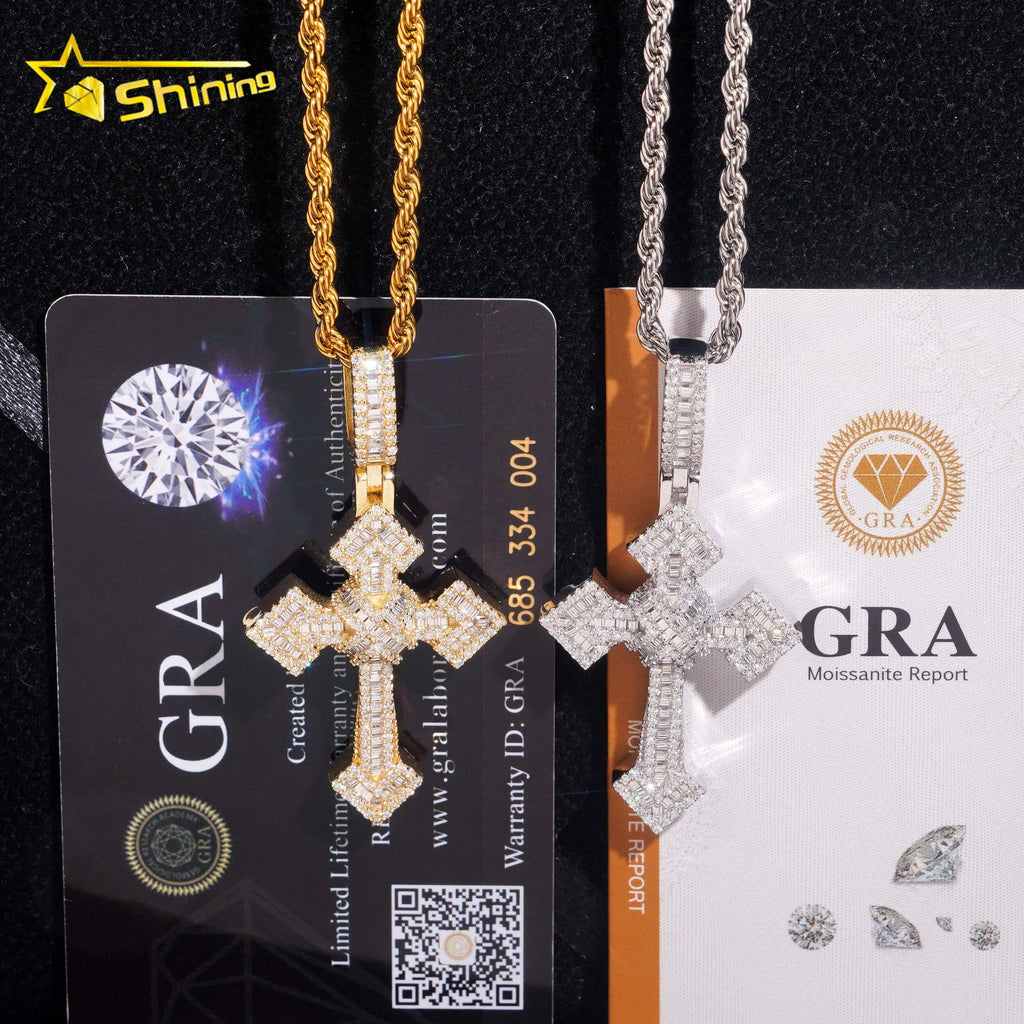 VVS Moissanite Iced Out Cross Pendant – 925 Sterling Silver | Hip Hop | GRA Certified — photo 4 of 7