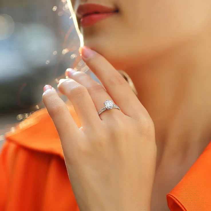 3ct Round Moissanite Solitaire Ring – Six-Claw Setting | 925 Sterling Silver — photo 1 of 7
