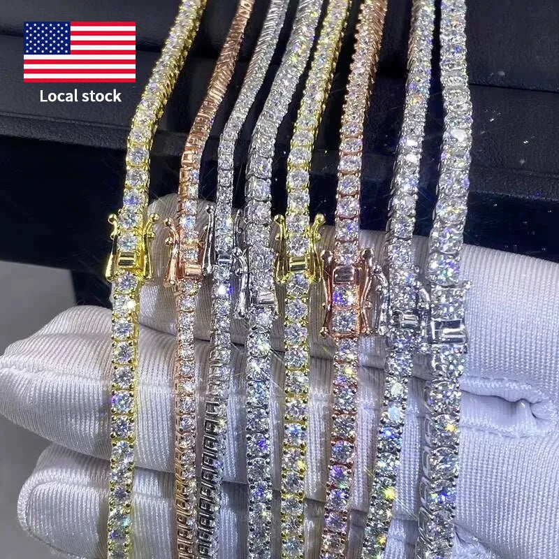 Moissanite Tennis Chain & Bracelet – 2mm / 3mm / 4mm | 925 Sterling Silver — photo 2 of 9