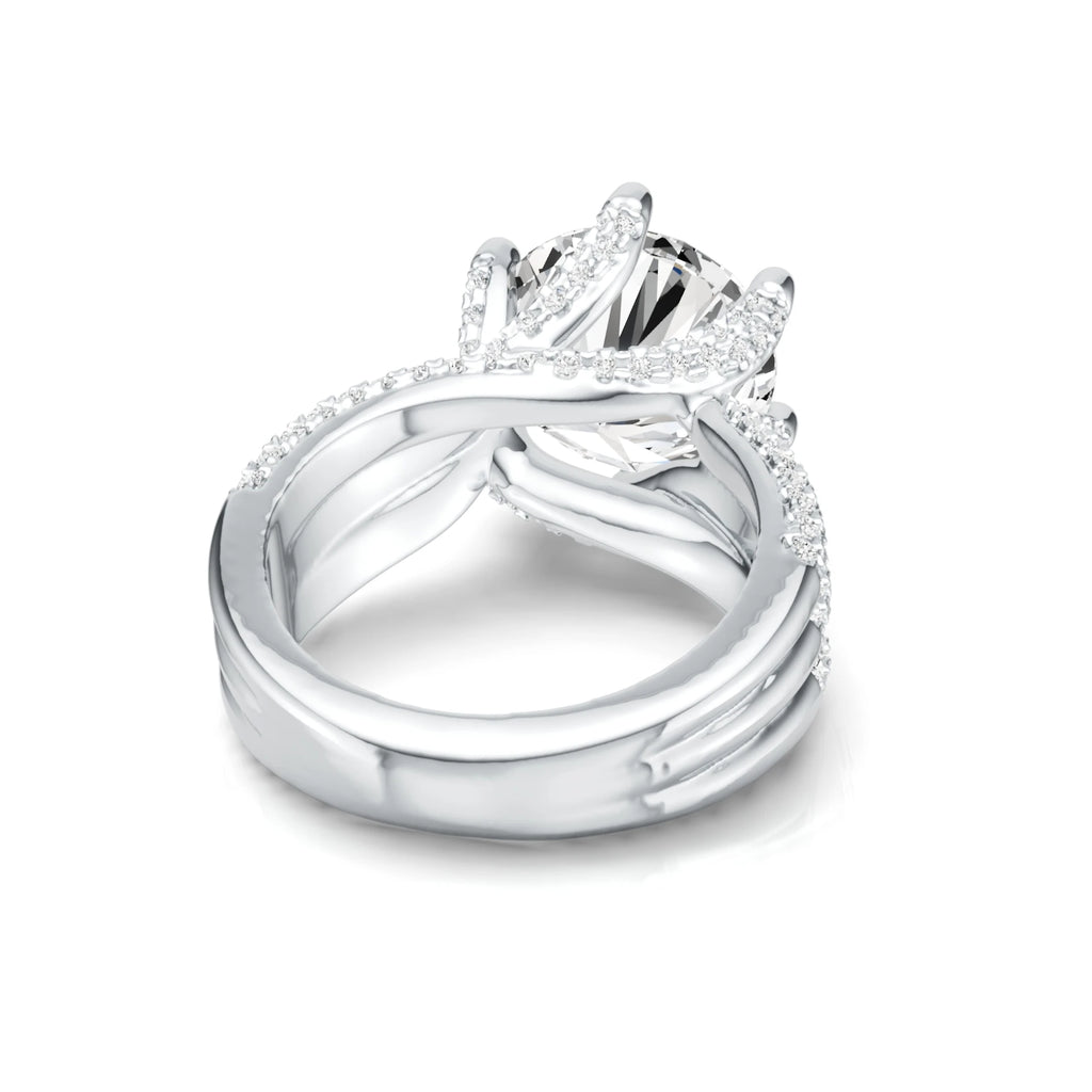 5ct Round Moissanite Pavé Statement Ring – 925 Sterling Silver | 18K Gold — photo 6 of 7