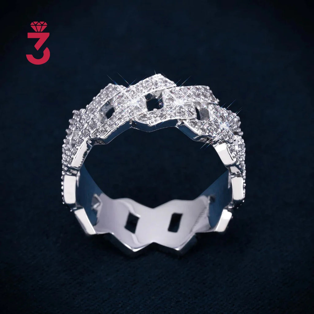 Iced Out 2-Row Cuban Link Moissanite Ring – 925 Sterling Silver | VVS D Color — photo 6 of 8