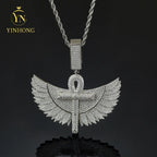 925 Silver Iced Out Angel Wings Pendant – Gold Plated | Moissanite — photo 1 of 7