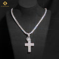 VVS Moissanite Crown Cross Pendant – 925 Sterling Silver | Silver & Rose Gold | GRA Certified — photo 7 of 8