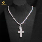 VVS Moissanite Crown Cross Pendant – 925 Sterling Silver | Silver & Rose Gold | GRA Certified — photo 7 of 8