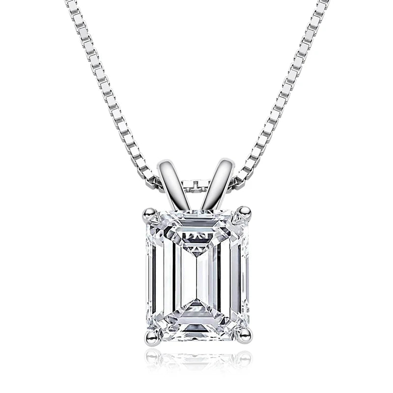 2.5ct Emerald Cut Zircon Pendant Necklace – 925 Sterling Silver | Box Chain — photo 2 of 8
