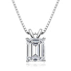 2.5ct Emerald Cut Zircon Pendant Necklace – 925 Sterling Silver | Box Chain — photo 2 of 8