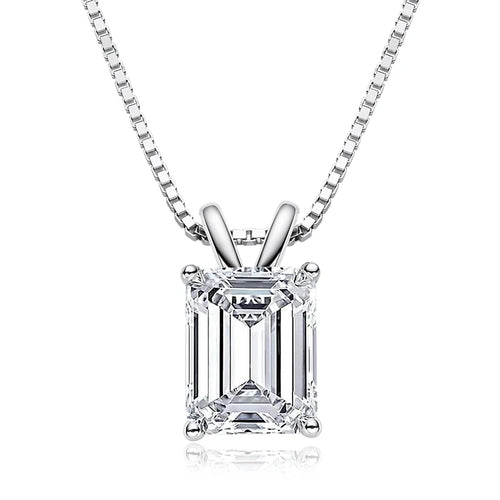 2.5ct Emerald Cut Zircon Pendant Necklace – 925 Sterling Silver | Box Chain — photo 2 of 8