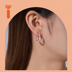 925 Sterling Silver Moissanite Cylinder Hoop Earrings – Pavé Set — photo 5 of 7