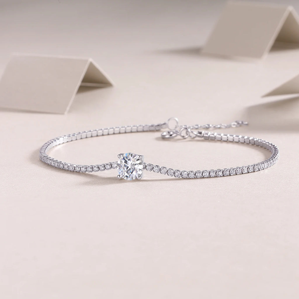 925 Silver Moissanite Tennis Bracelet – Round Cut — photo 6 of 7