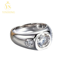 Oval Moissanite Statement Ring – 925 Sterling Silver | 18K Gold | Men's — photo 3 of 7