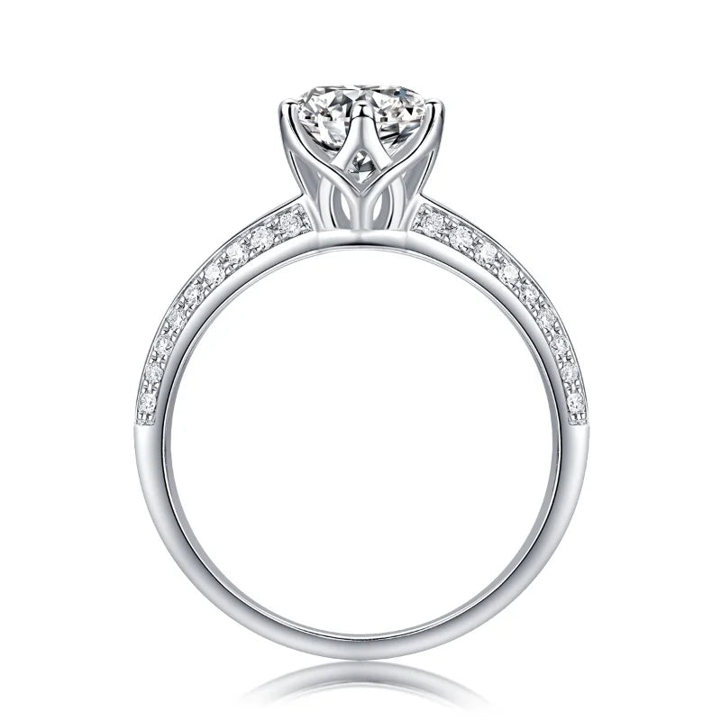 3ct Round Moissanite Solitaire Ring – Six-Claw Setting | 925 Sterling Silver — photo 2 of 7